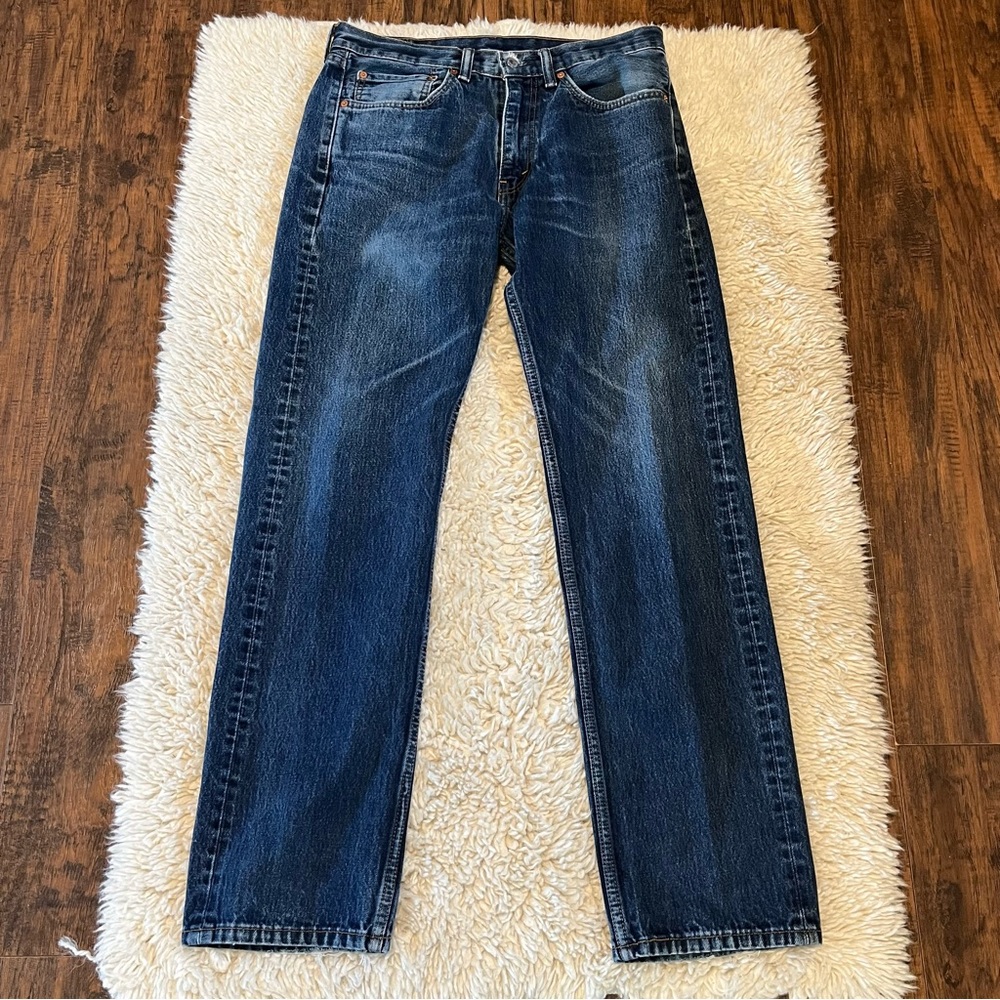 Levi’s 505 Jeans Men’s Size 34x34(33) Blue Straight Leg Denim Distressed
